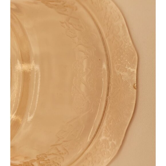 5 Federal Glass NORMANDIE Bouquet and Lattice Pink Small Berry Bowl 5” - Picture 6 of 11